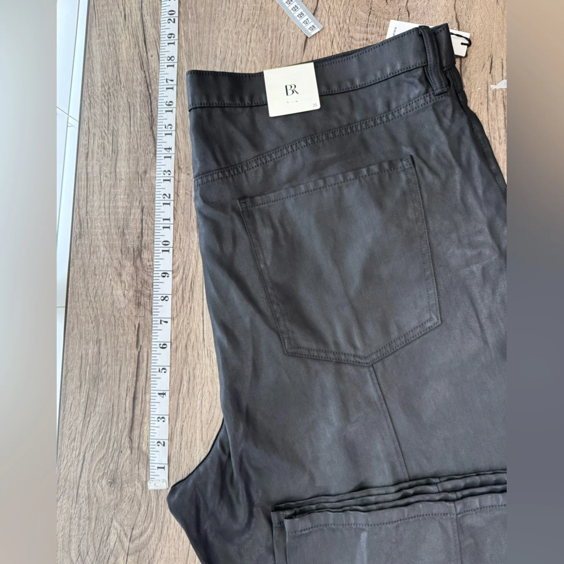 Banana Republic black coated‎ black high rise straight fit jeans size 35 NWT - Image 5