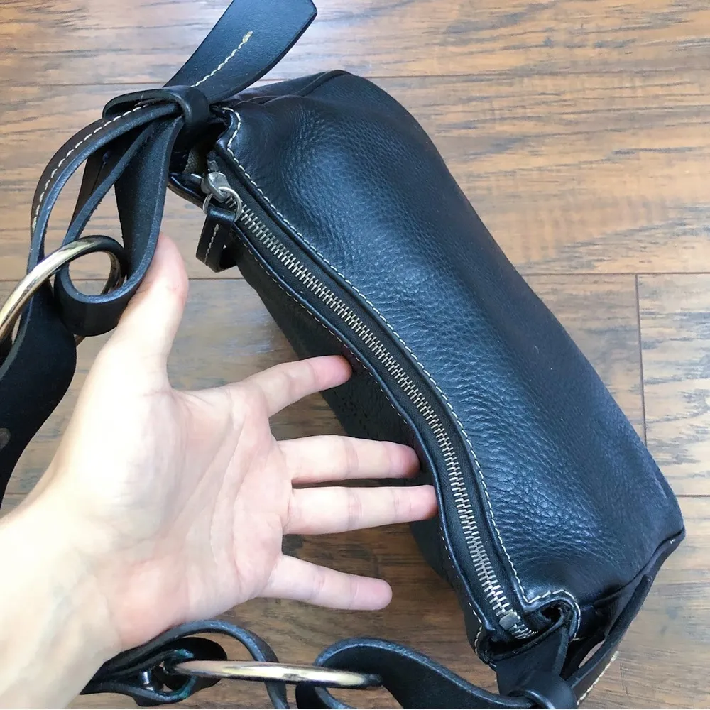 Dooney & Bourke • vintage black leather purse bag pebbled shoulder hobo - Image 9