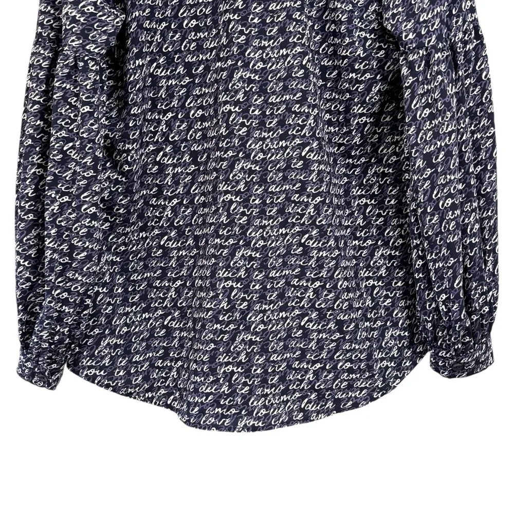 Cabi Navy Blue Te Amo Love Long Sleeve Tunic Top Shirt Womens Size Small - Image 12