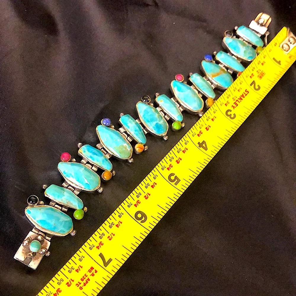 BARSE Turquoise Sterling Silver Multi Gemstone Southwestern Bracelet - Image 8