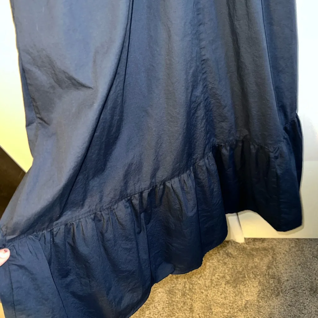 A New Day Dark Grey/Navy High Neck Midi Dress Elastic Waist w/ Pockets sz Small - Image 8