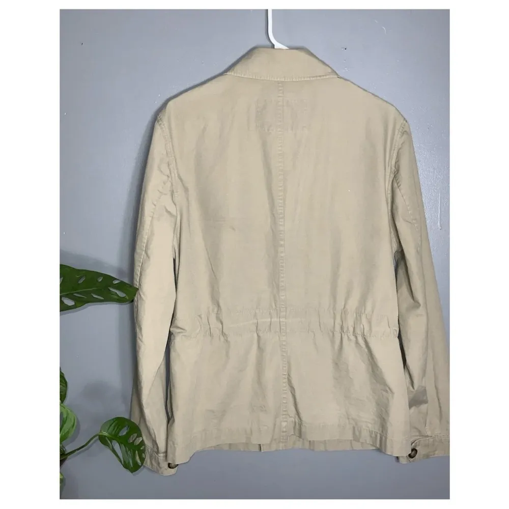 Banana Republic Khaki Cotton Zip Up & Button Jacket Pockets Drawstring Waist Sm - Image 2