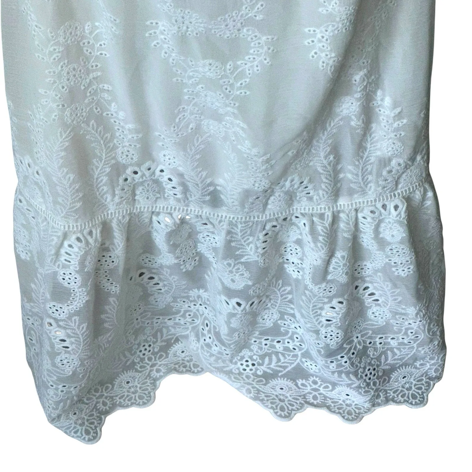 Miss June Womens White Eyelet Lace‎ High Low Dress Size Small On/Off Shoulders - Image 7