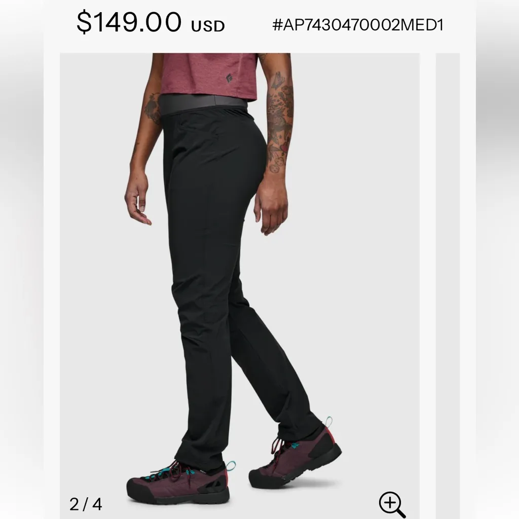 Black Diamond Women's Black Outdoor Pants Size Medium High rise Straight Leg - Image 4