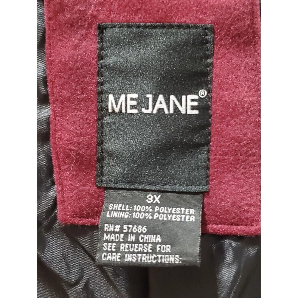 Me Jane Women Maroon Polyester Double Breasted Long Sleeve Buttons Front Coat 3X - Image 8