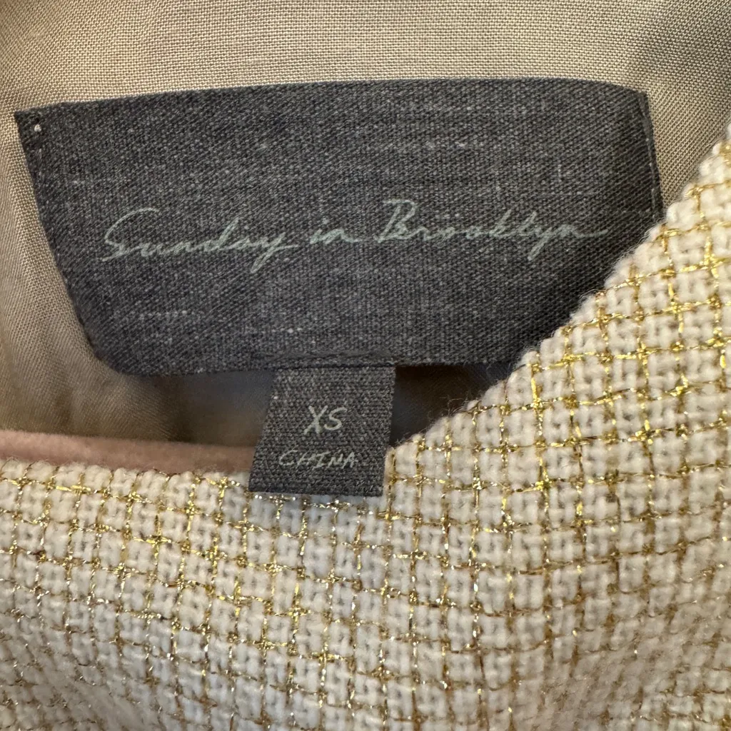 Anthropologie Sunday in Brooklyn Gold Fringe Top XS‎ CUTE country - Image 3