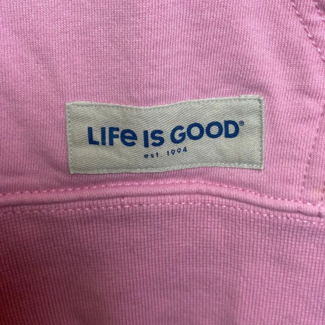 Life is Good Hoodie Women's Size S Pink Logo Minimalist - Image 3