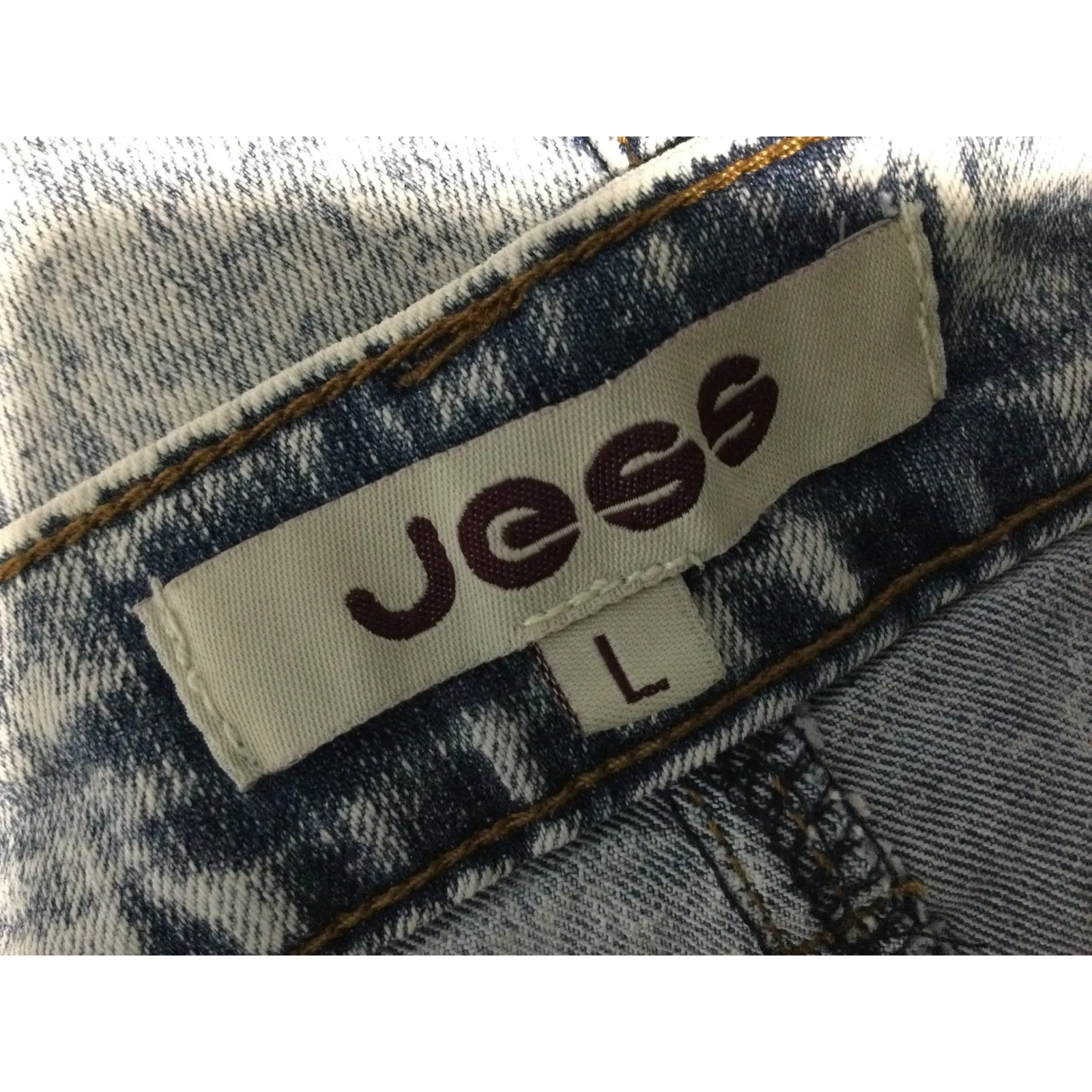 Jess Distressed Acid Wash Denim Mini Skirt‎ Blue Juniors Women's size L - Image 6