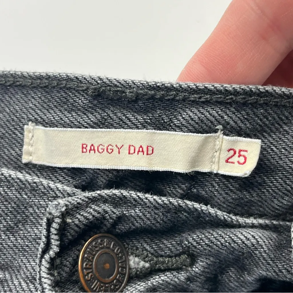 Levi’s Premium‎ Baggy Dad Jean Womens Size 25 Faded Black Denim Zipper Pockets - Image 2