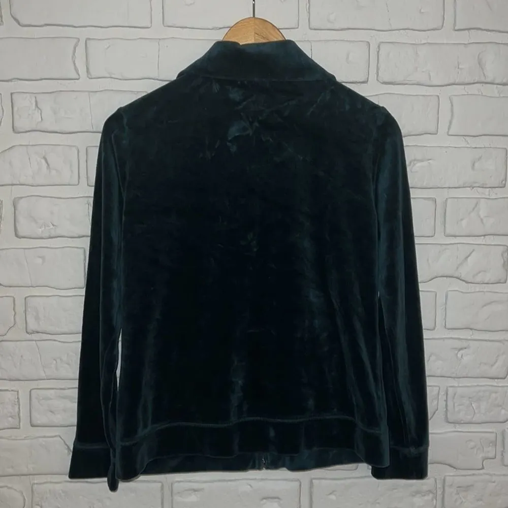 Talbots green velour zip up jacket size petite small - Image 8