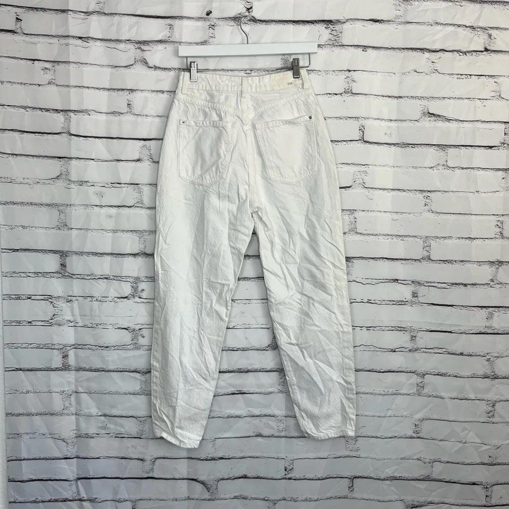 Zara White Straight Leg Ripped Jeans Women’s 4 Distressed Mid Rise Preppy Y2K - Image 10