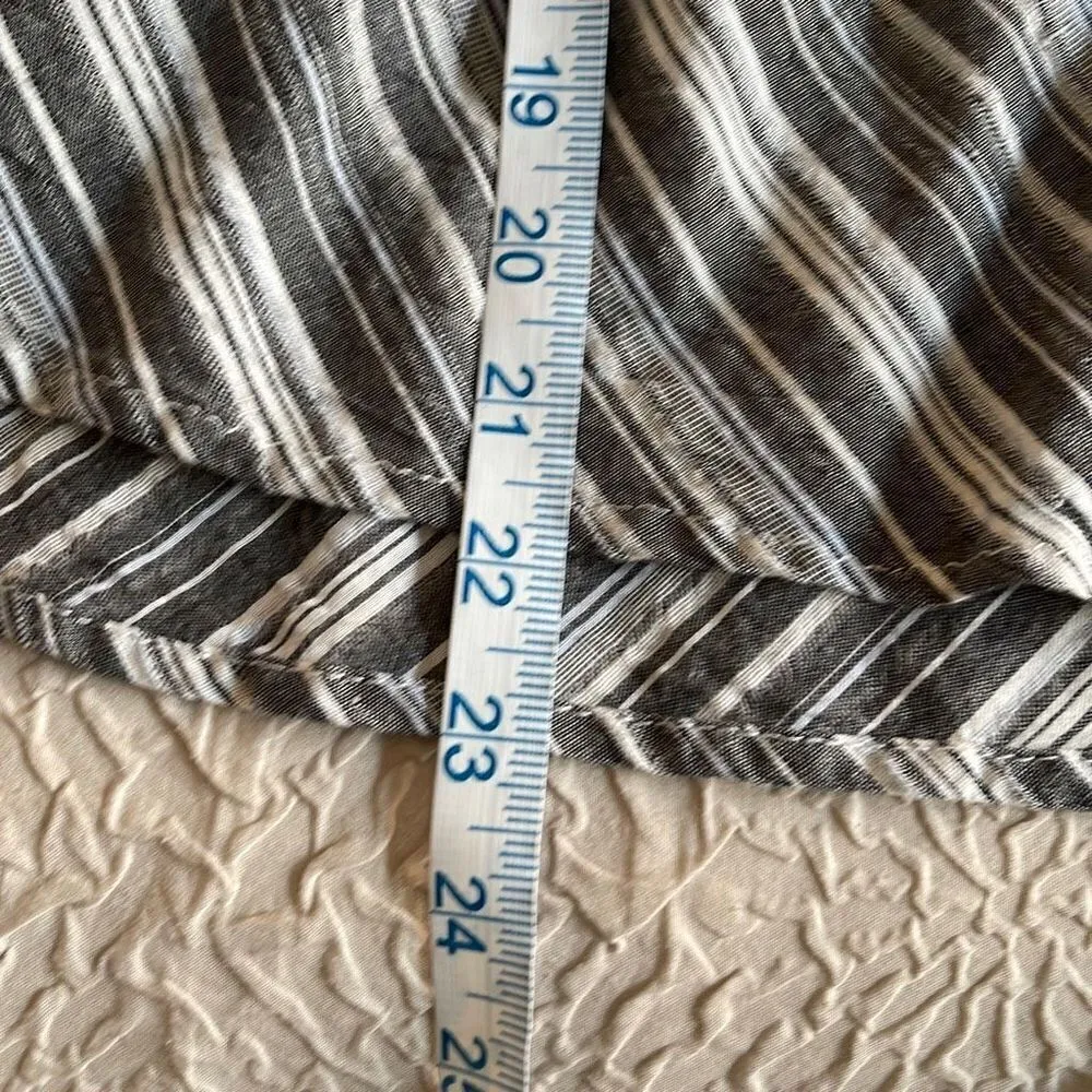 Love Notes Womens Button Up Top Blouse Striped Peplum Long Sleeve‎ Gray Medium - Image 9