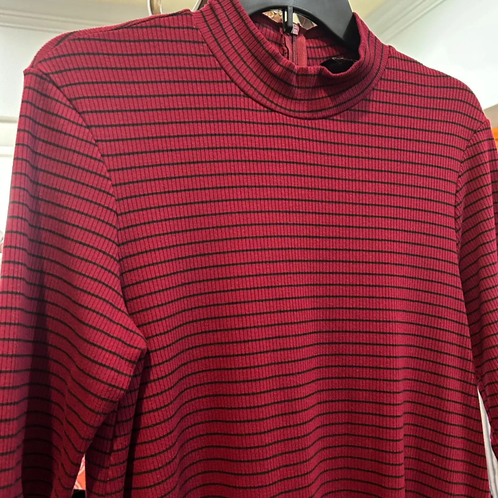 Ronni Nicole Striped Ribbed Mock Neck Casual Sweater‎ Dress Comfortable XL - Image 2