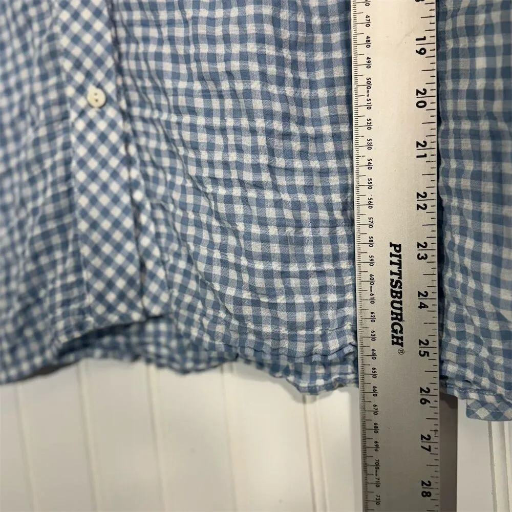 Rafaella Gingham Button Down Shirt XL Cotton Blue Check Preppy Classic Office - Image 7