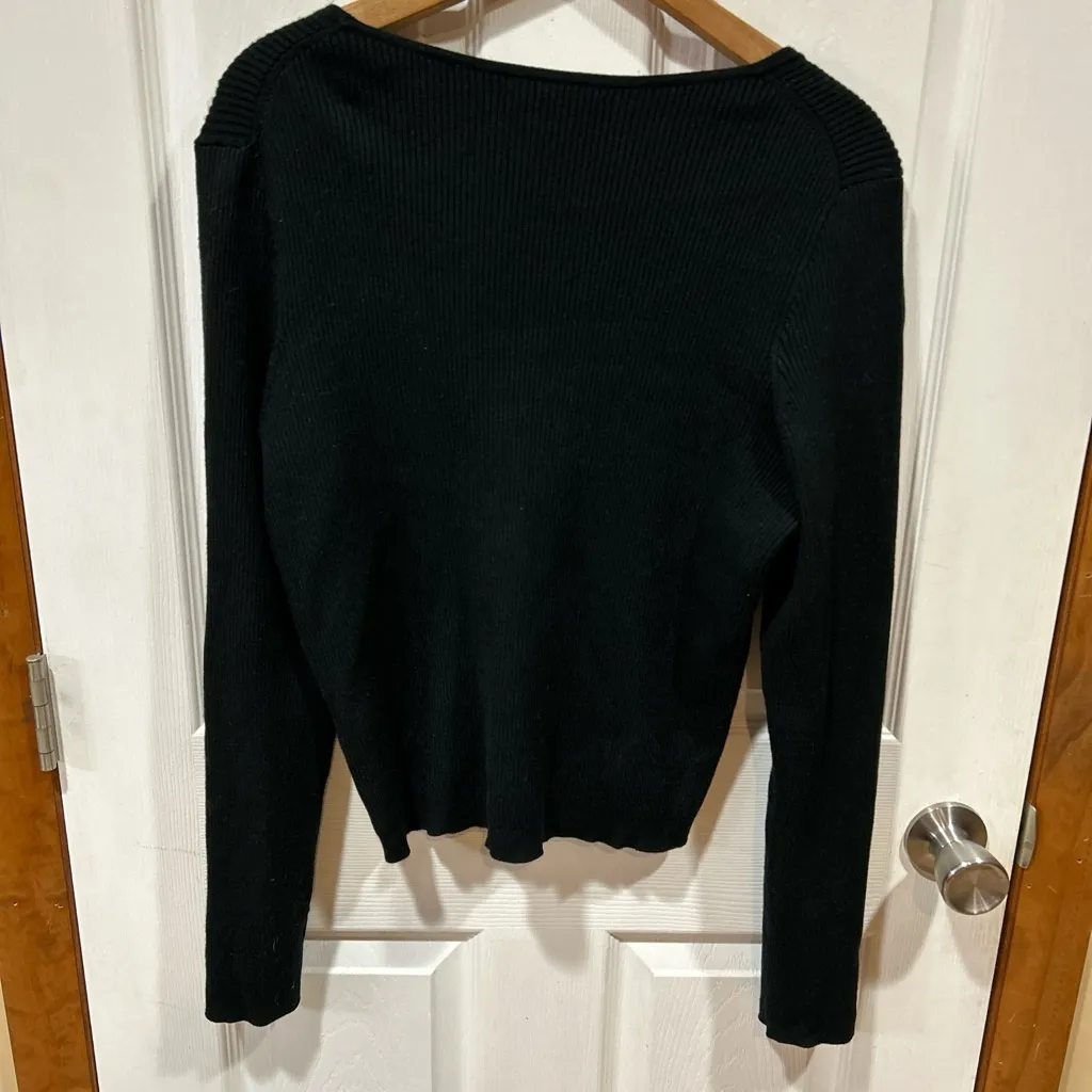 Madewell Black Cropped Button-Up Sweater – Size XL - Image 4