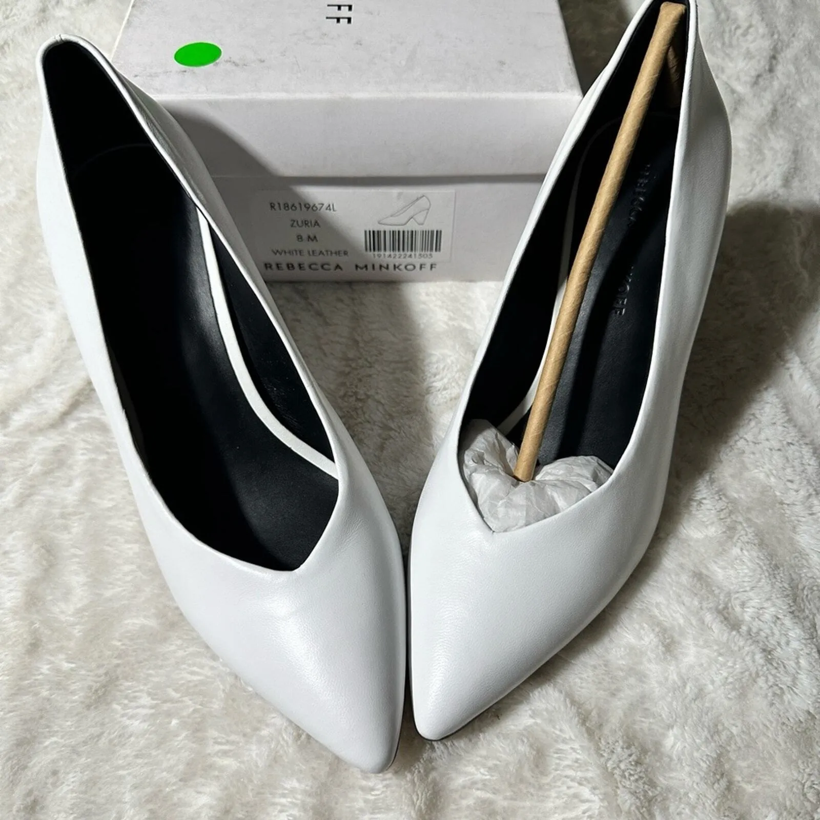 Rebecca Minkoff Size 8 Zuria White Leather Black Heel Neutral Classic Heritage - Image 4