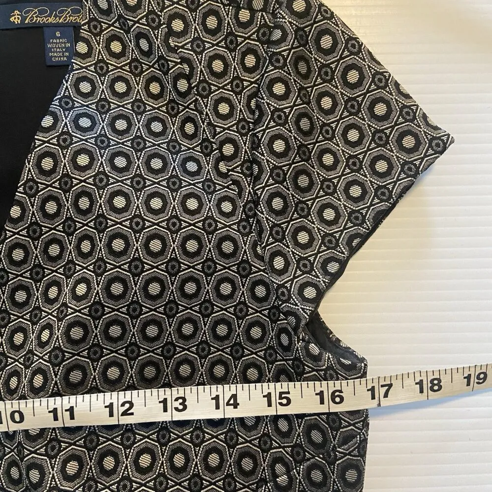 Brooks Brothers Sheath Dress Black Silver Geometric Star Jacguard Size 6 Office - Image 12
