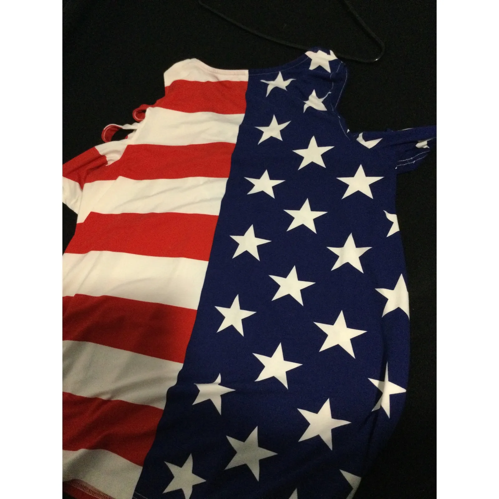 American Flag Dress Women's XL‎ Cold Shoulder Stars and Stripes Patriotic Blue - Image 5