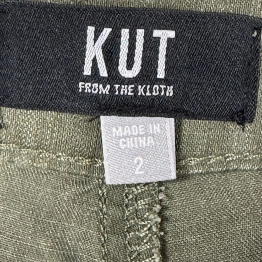 Kut Sienna High Rise Wide Leg Pants Sz 2 Olive Carpenter Coastalcore Resort Chic - Image 3