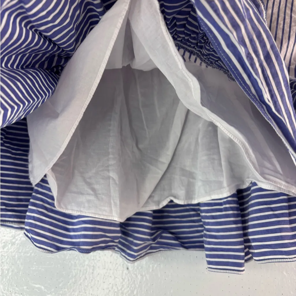J. Crew 2 Layered Ruffle Lined Blue and White Striped Pocketed Mini Skirt - Image 2