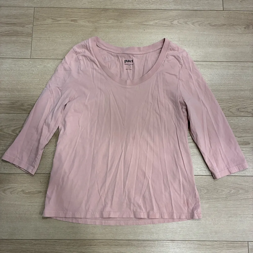 Pact Women’s Organic Cotton Softspun Scoop Neck Top Pink Size L - Image 2