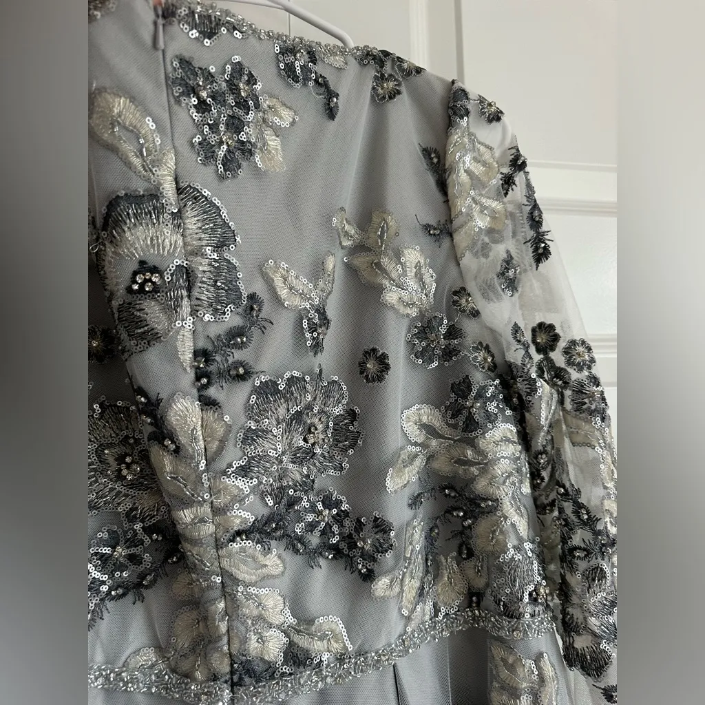 Mac Duggal Floral Embellished Illusion Sleeve Embroidered A-Line Gown- NWT - Image 10