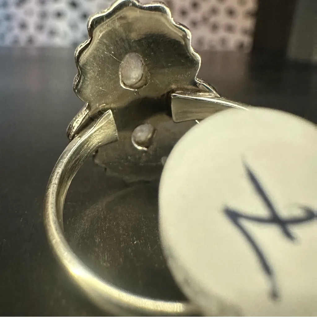 NWT Sterling Silver Double Moonstone Ring Intricate Silver Work Setting - Image 4