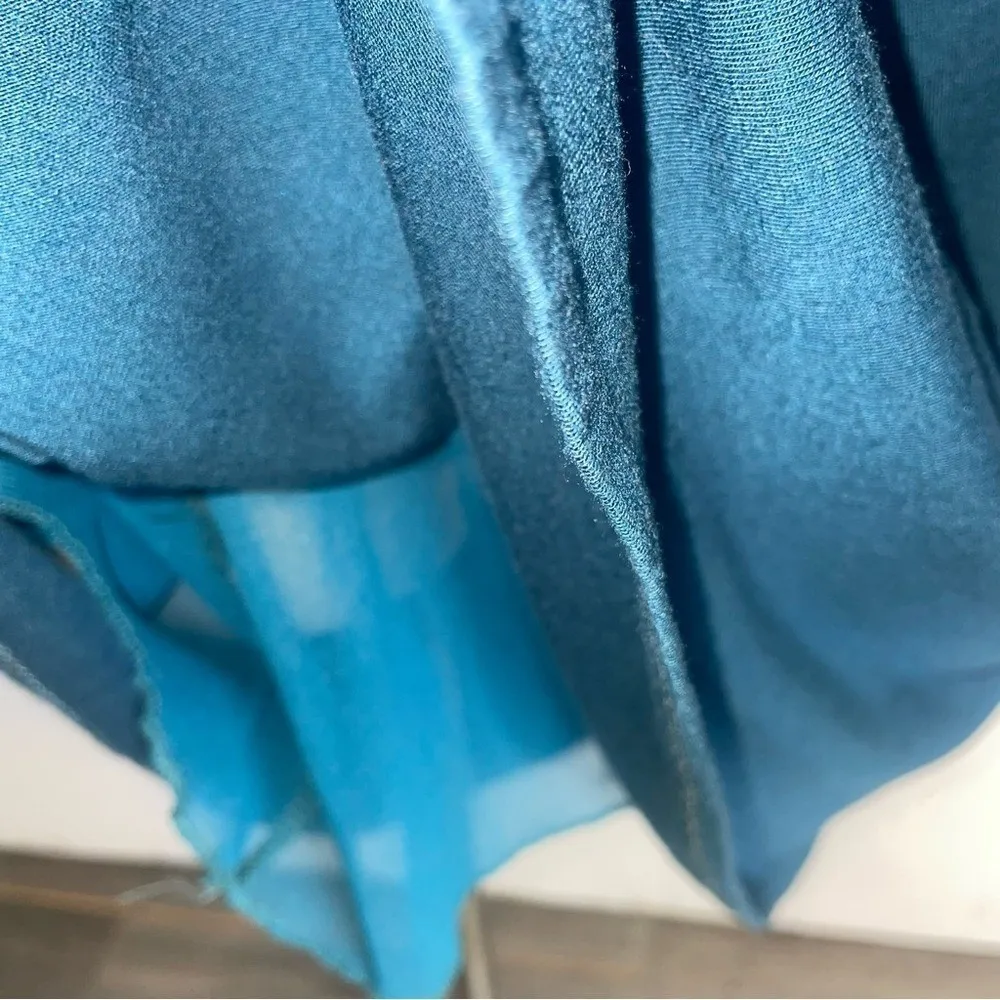 Garnet Hill Teal Tencel Dress M | Quiet Luxury Boho‎ Chic | Tassel Tie Style - Image 7