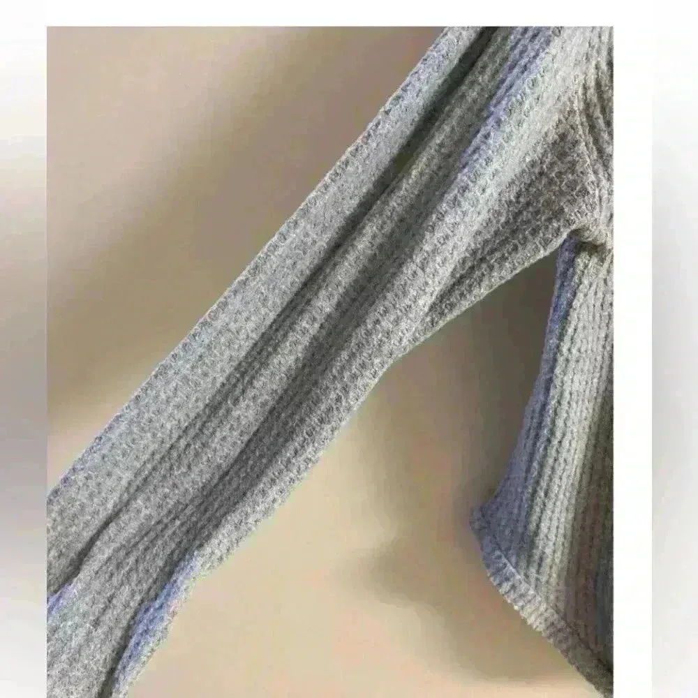 Socialite grey button‎ tie front thermal ribbed top. Medium - Image 3