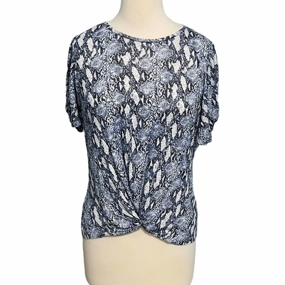 Generation Love Snakeskin Print Linen Short Sleeve T-Shirt Tee Top Blue Small‎ - Image 13