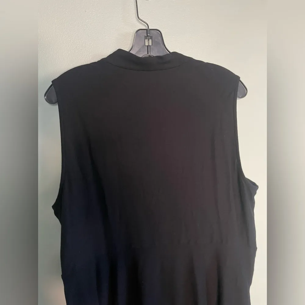 Eileen Fisher Faux Wrap Front Black Knee Length Flowy Dress Sz XL - Image 7