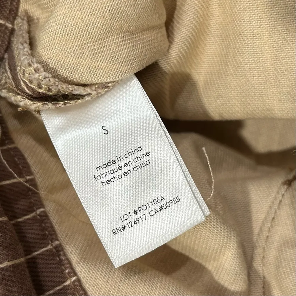 NWT We Wore What Shorts Bib Overalls Brown Pinstripe Cotton W/ Side Slit Size S - Image 5