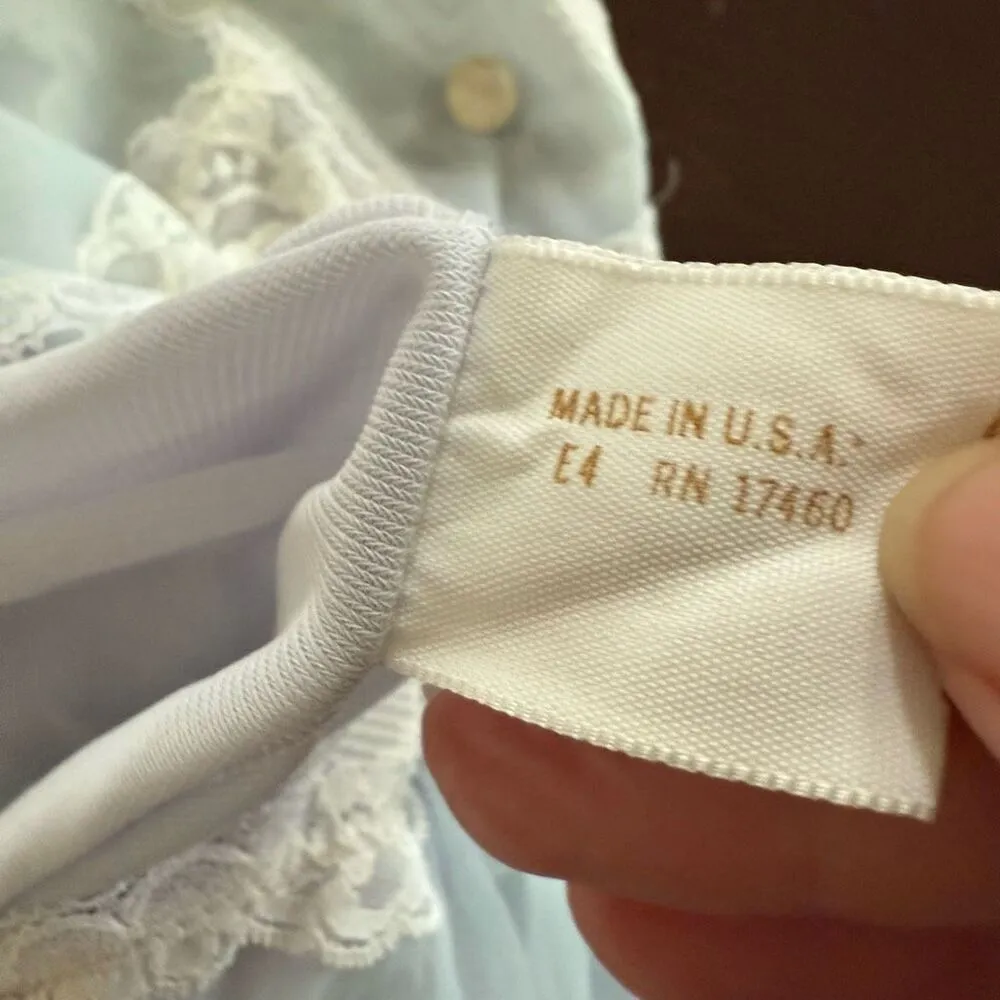 Vintage 70s Aristocraft Long Pastel Blue Nightgown M Size M - Image 9