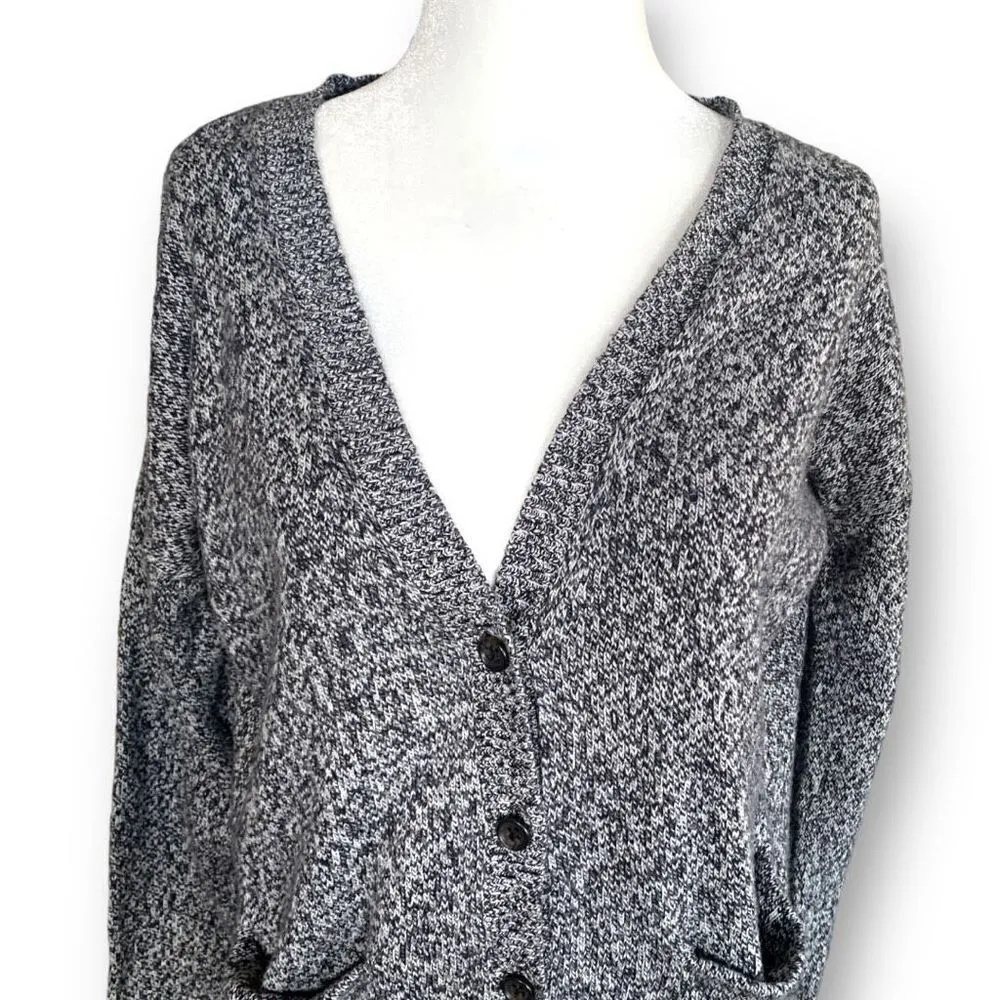 Madewell Landscape Cardigan Sweater Gray Marled Slit Hem Grandpa Style Knit - Image 3