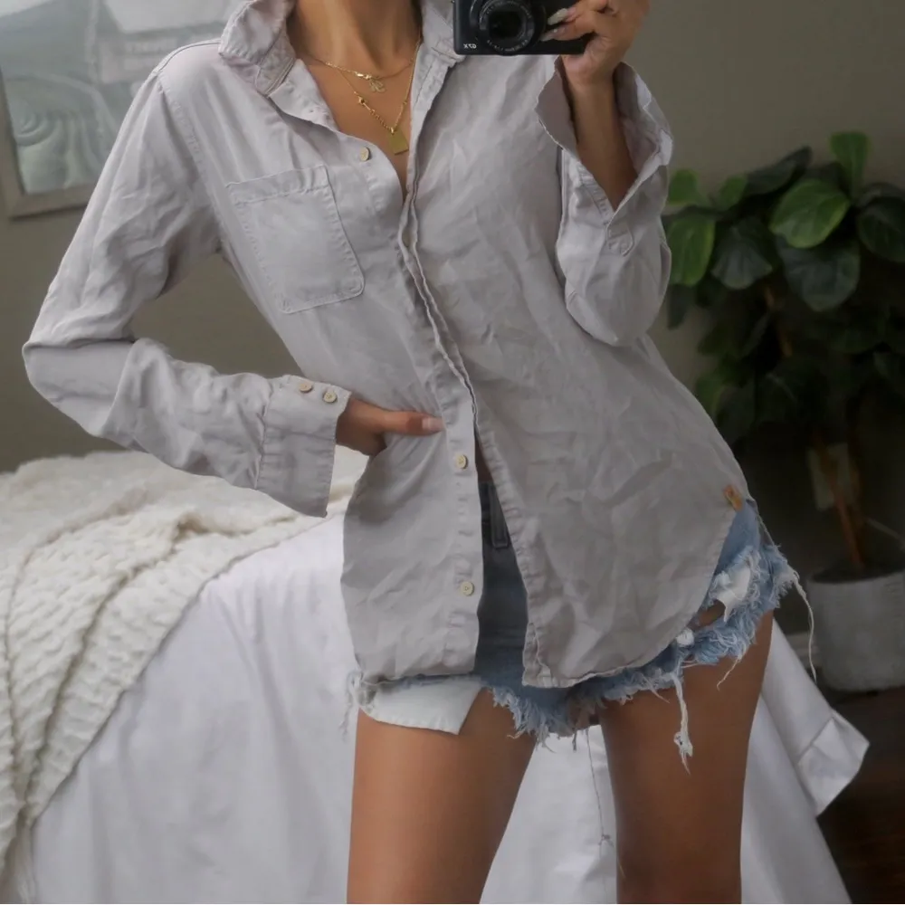 Ten Tree Button Down Gray Top Shirt - Image 3