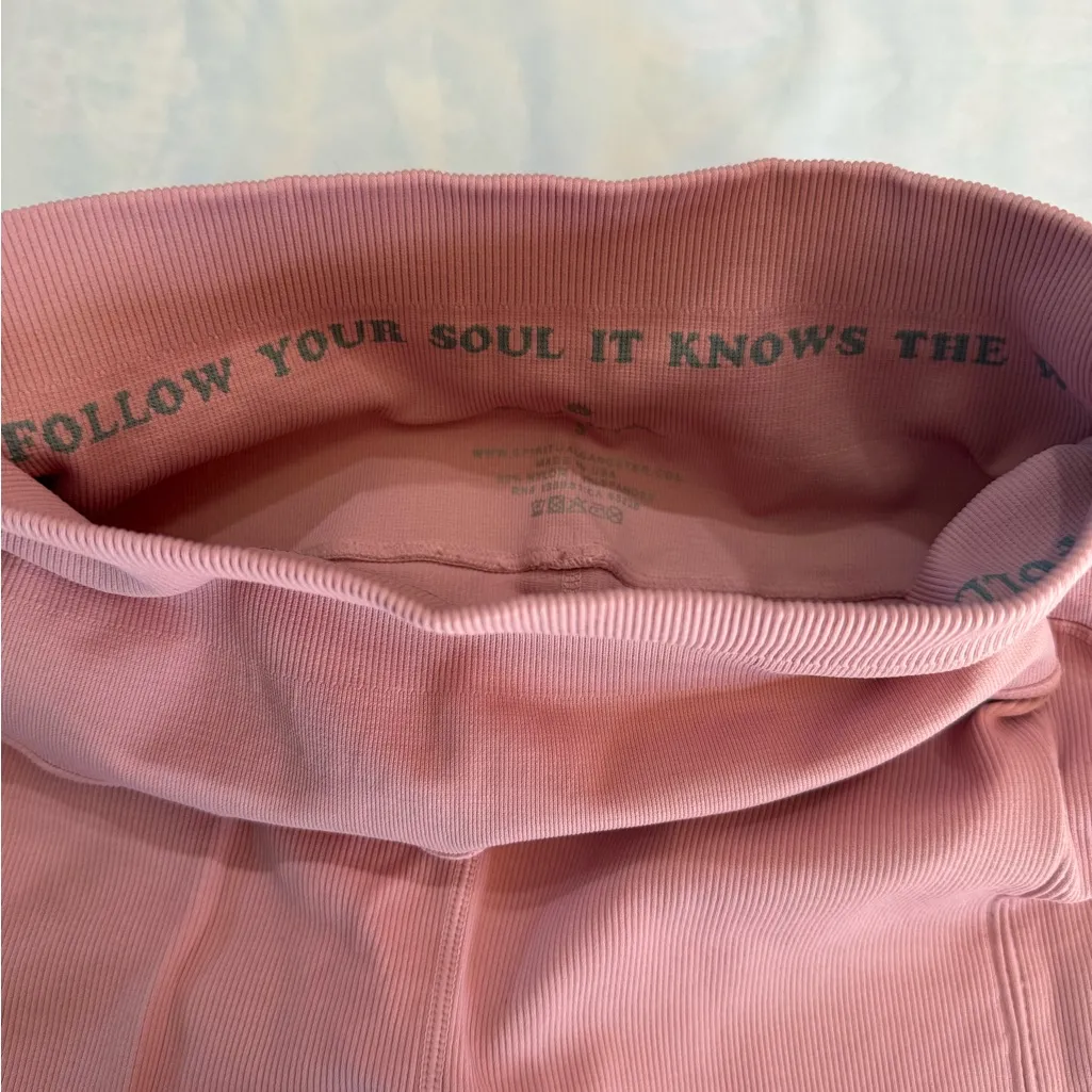 EUCSpiritual Gangster Self Love Leggings Pink Seamless Ribbed Yoga workout Small - Image 7