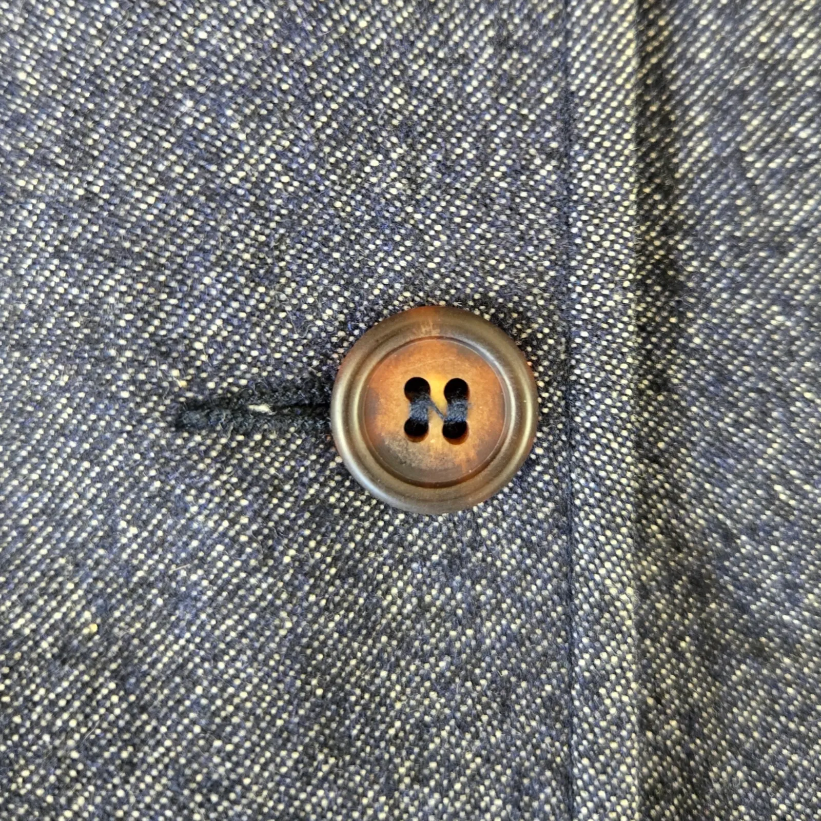 Vintage 90s Michael Kors Navy Wool Blend Chambray Single Breasted Jacket Size 8 - Image 7