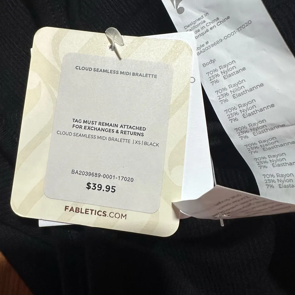 Fabletics Kinsley Cloud Midi Seamless Bralette in Black Sz XS NEW - Image 6