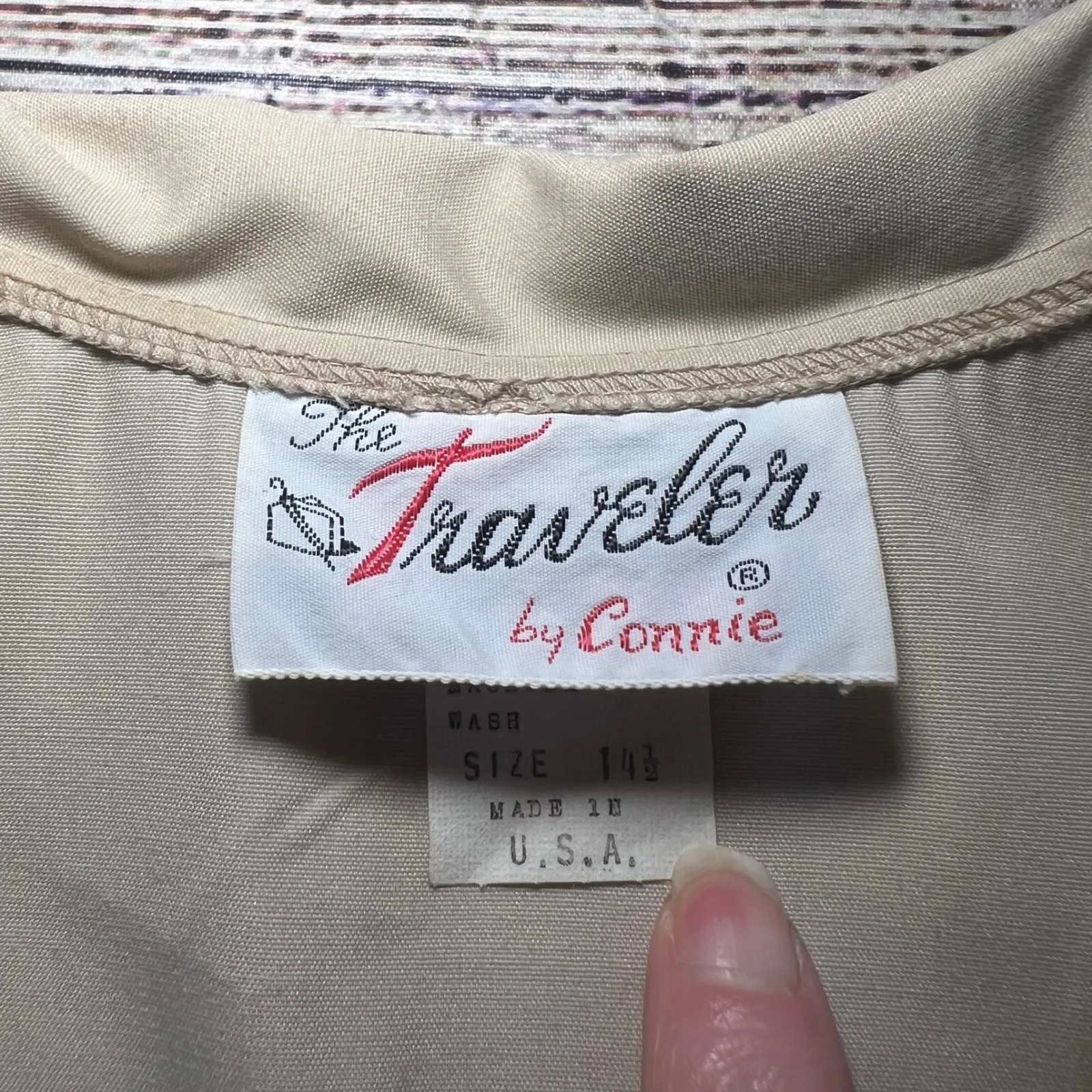 VTG 70s The Traveler Duster Beige Button‎ Front Dress Womens Large Deadsock NEW Tan - Image 6