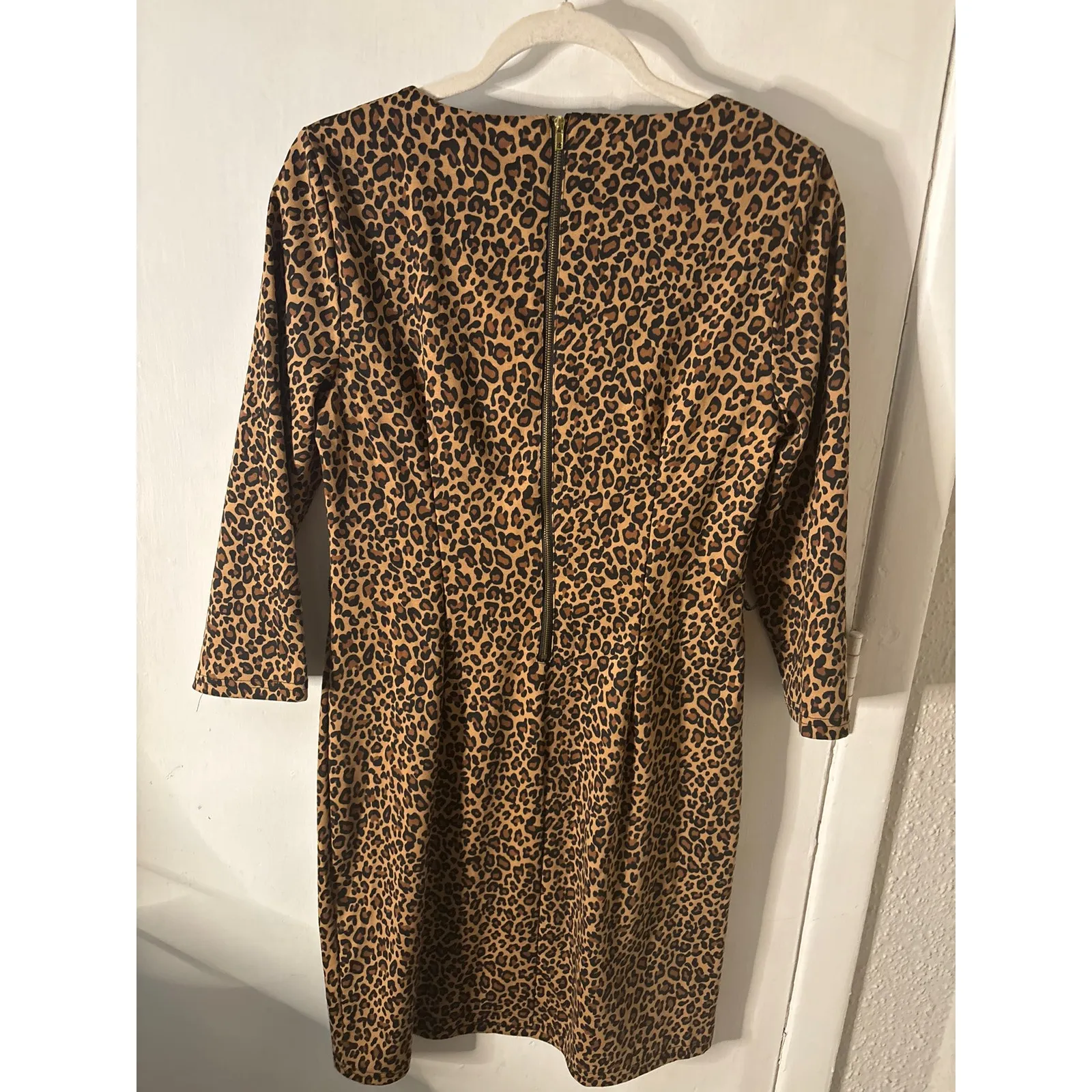Spense Round Neck Leopard Pattern Shift Dress 10 Animal Print Corporate Siren Brown - Image 7