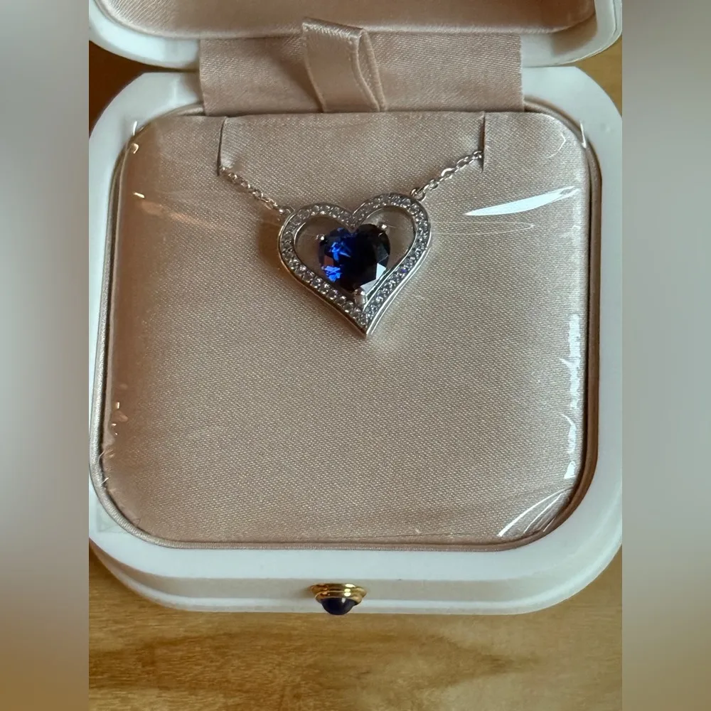 Hailey Claire Heart Sapphire Necklace Blue - Image 6