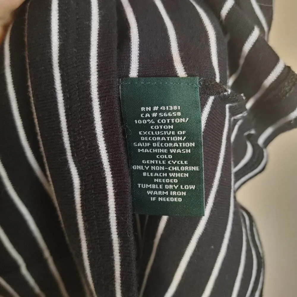Lauren Ralph Lauren Green Label Size Large L White Black Striped Top Sweater - Image 8