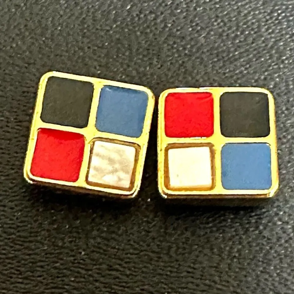 Ann Taylor colorful post checkered earrings - Image 3
