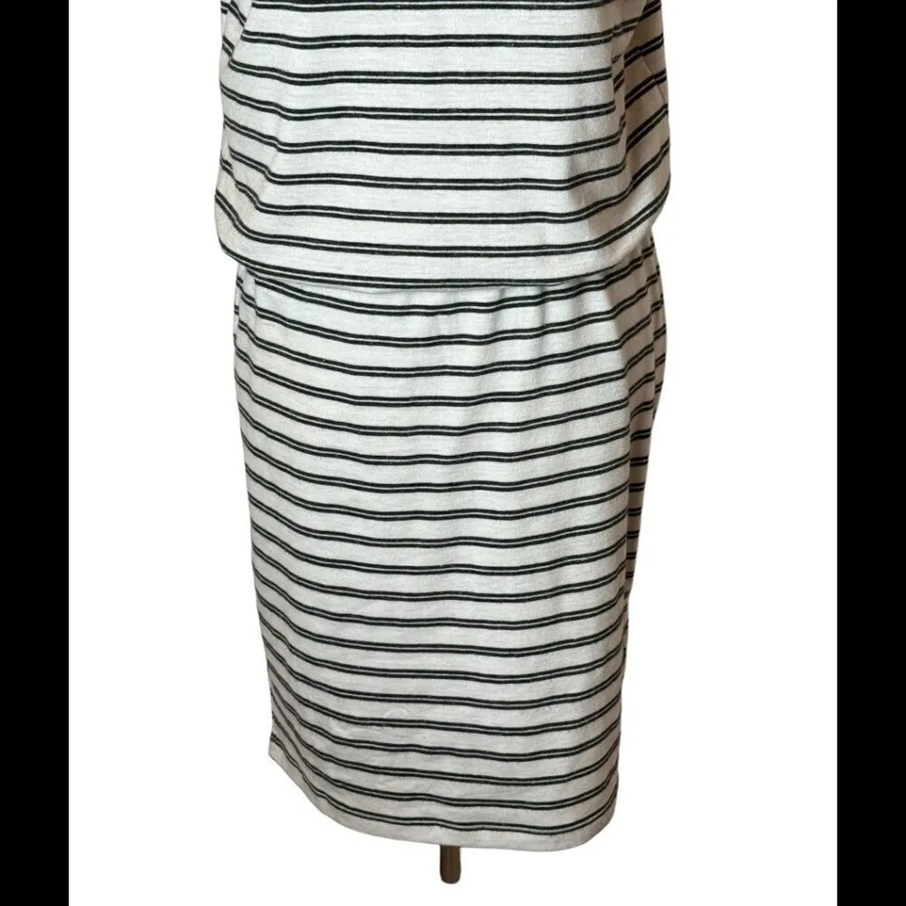 Athleta White And Gray Striped Linen Blend Sleeveless Athletic Vida Dress Size S - Image 6