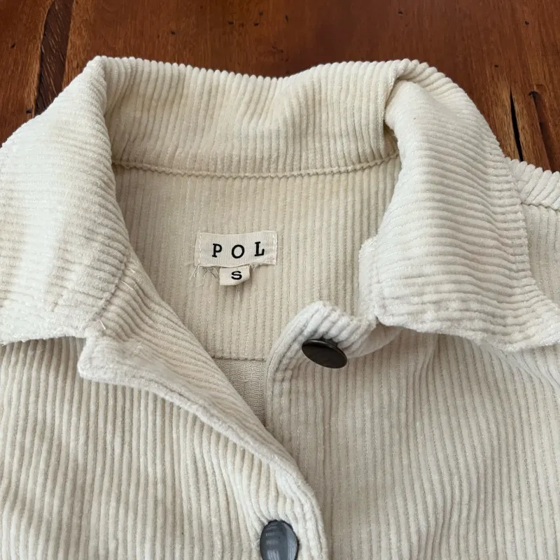 POL  Cream Distressed Button Front Corduroy Jacket - Image 3
