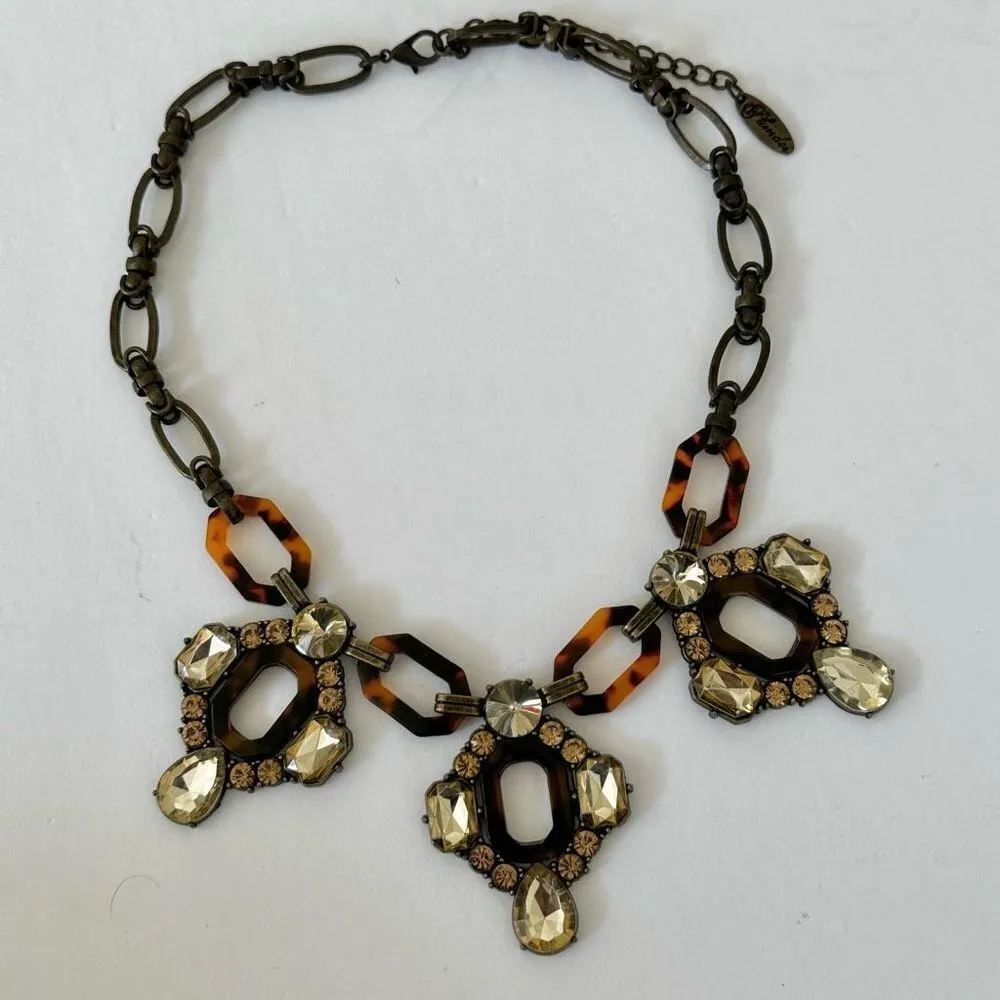 Plunder vintage tortoise rhinestone statement necklace - Image 3