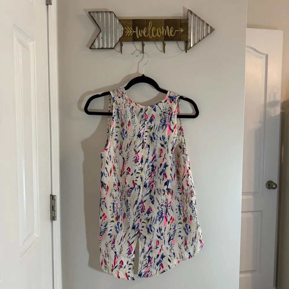 Sophie Rue Pink and Blue Sleeveless high low Blouse - Image 5