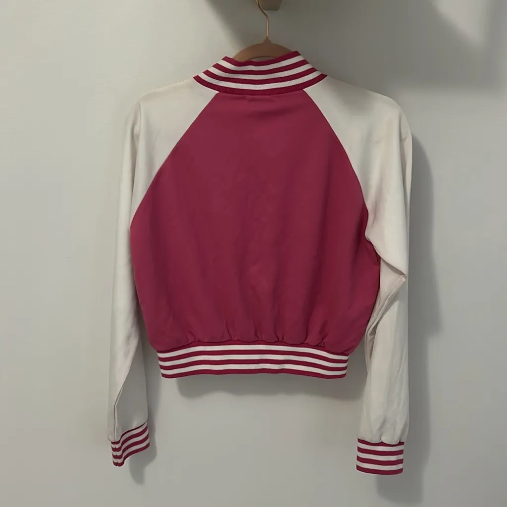 Vintage Playboy Varsity Jacket Pink White - Image 2
