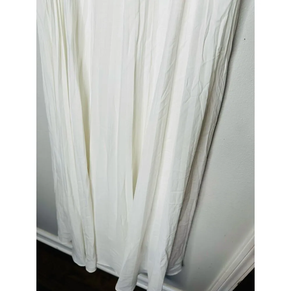 TOME White Accordion Pleated Sleeveless Flowy Bridal Maxi Dress Size 6 - Image 7