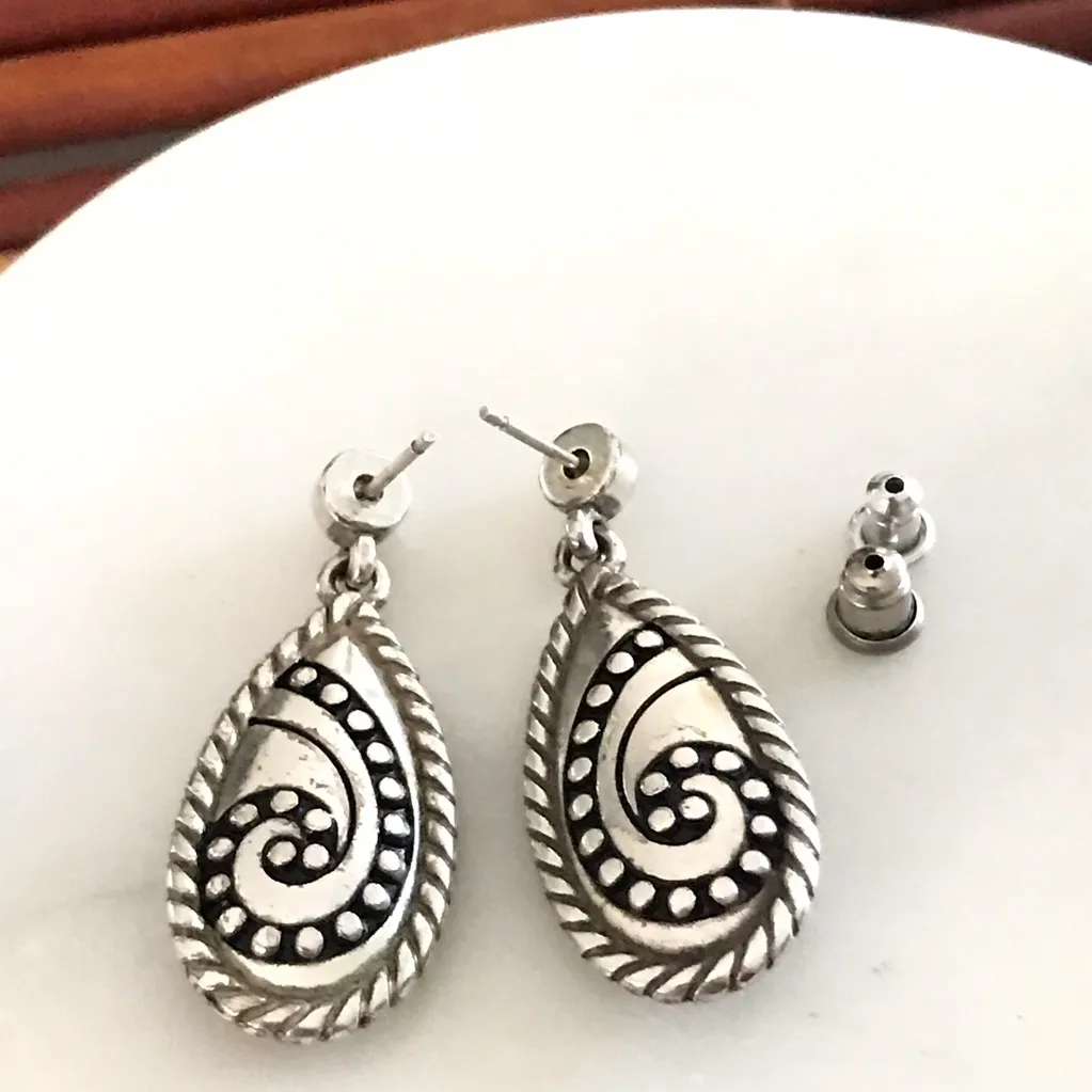 Brighton Teardrop Silver Swirl Post Earrings - Image 4